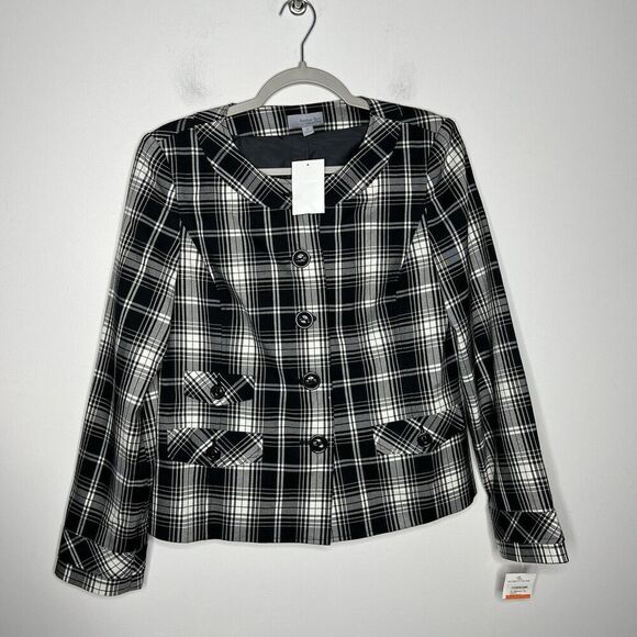 Amber Sun Blazer Womens Small Plaid Button Up Preppy Academia - Picture 4 of 11